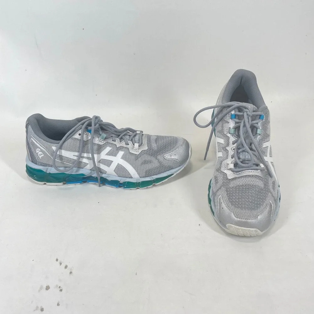 ASICS Gel Quantum 180 5 Womens Running Shoes Silver Grey Teal 1202A038 Size 9